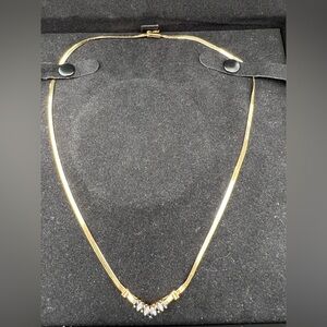 14k Yellow Gold Diamond and Sapphire Necklace